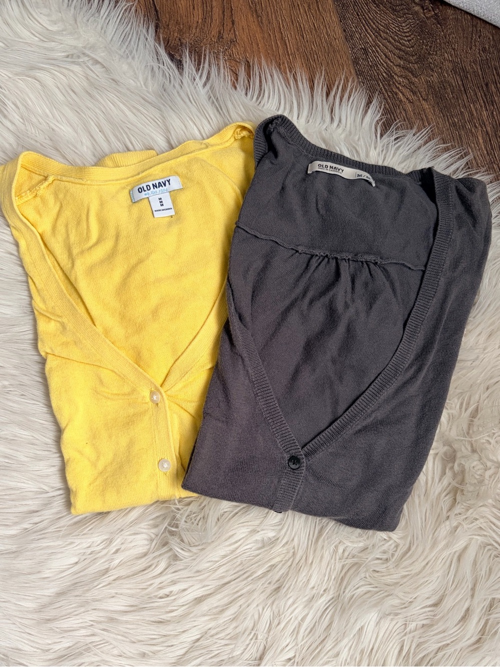 Old Navy Yellow and Gray V-Neck Cardigan Duo